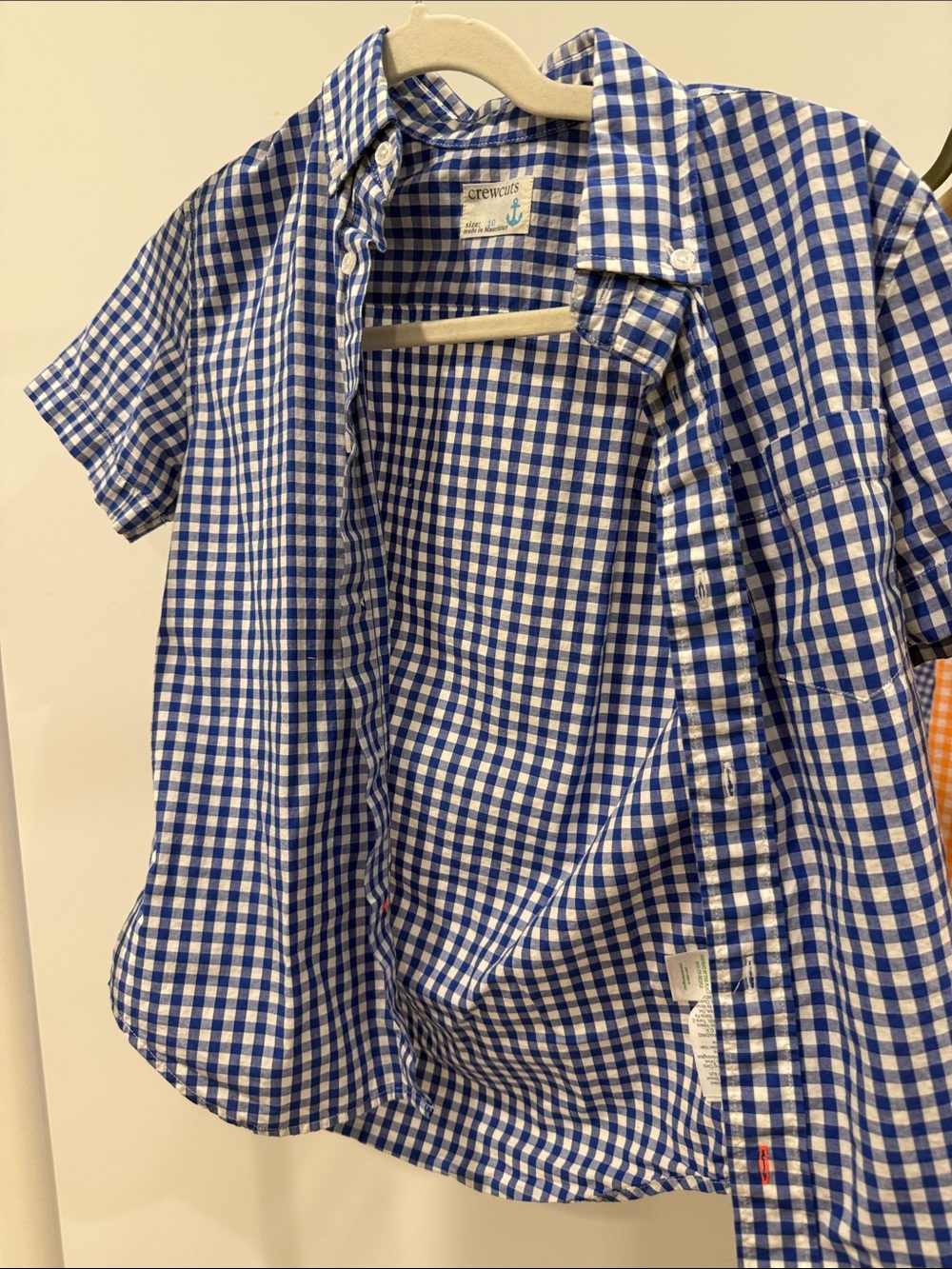 Boys crewcuts short sleeve blue gingham shirt  size 10